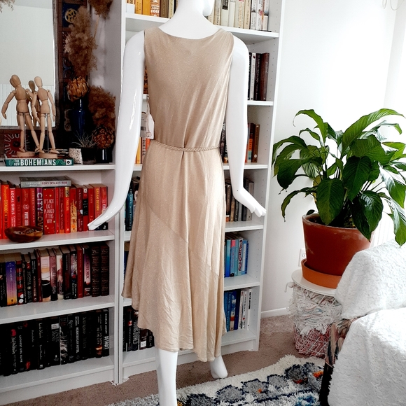 NWT Liz Claiborne Gold Shimmer Asymmetric Dress P6474 - Picture 2 of 9